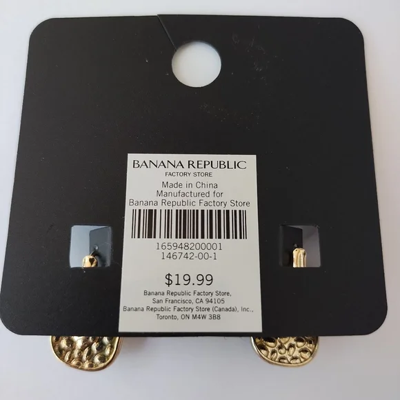 Banana Republic Factory Store Gold Tone Earrings With Amber Colored Crystal NWT - Picture 3 of 4